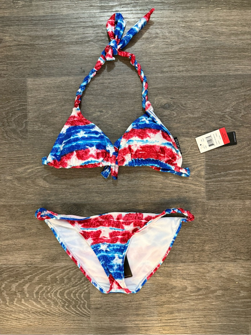 NWT Red, White & Blue Tie-Dye Triangle Bikini Set
